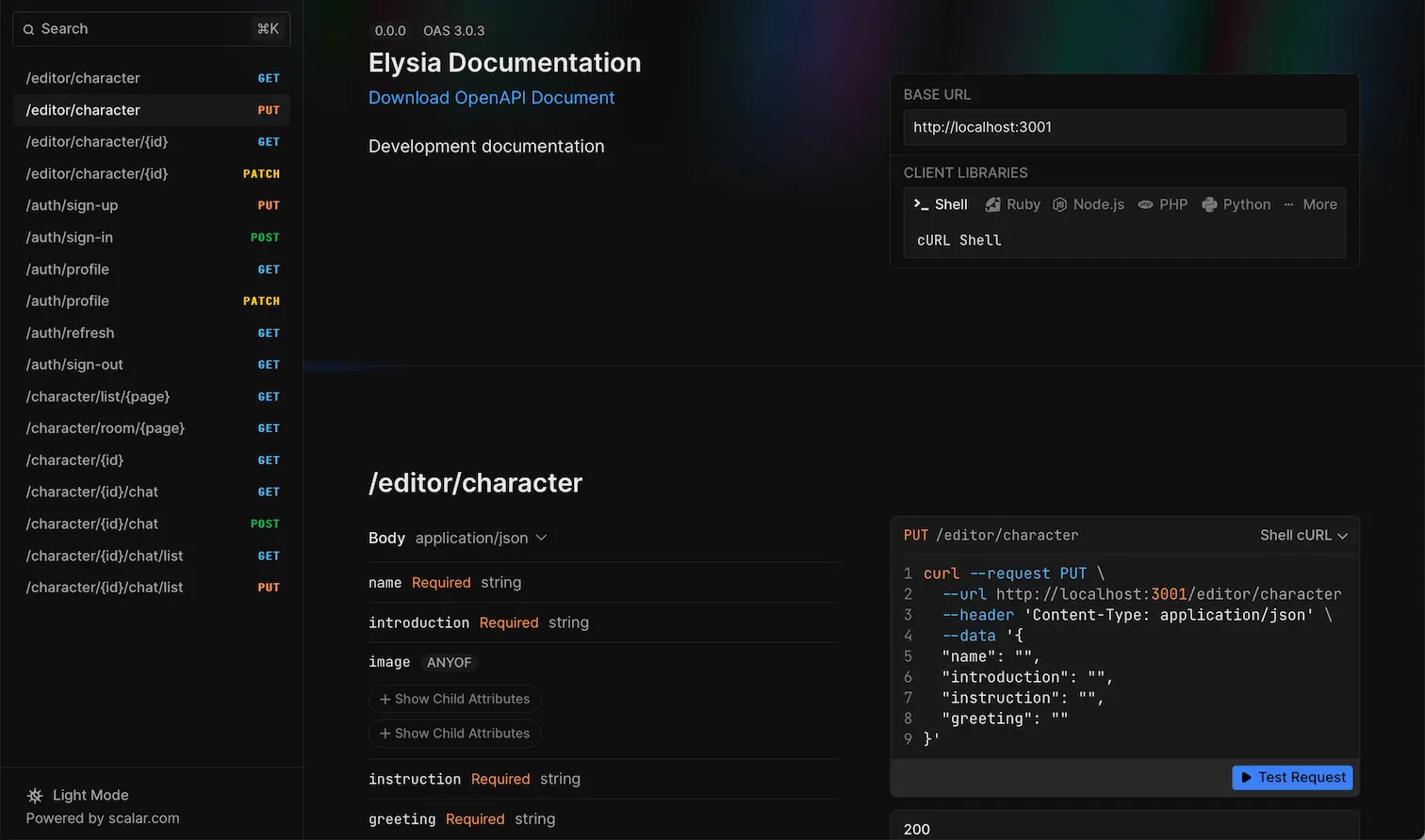 Scalar documentation generated by Vafast using Vafast Swagger plugin
